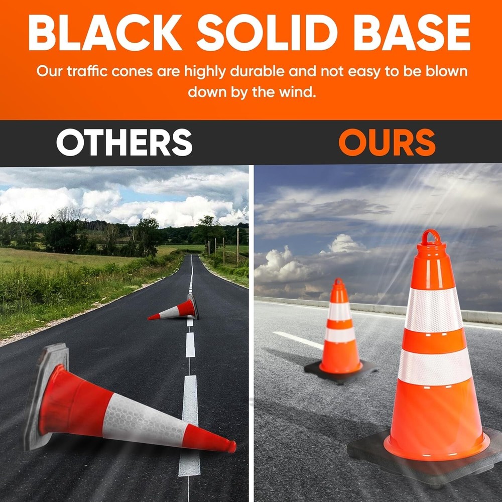 Pyle 18" PVC Cone - 10 Pieces High Visibility Structurally Stable