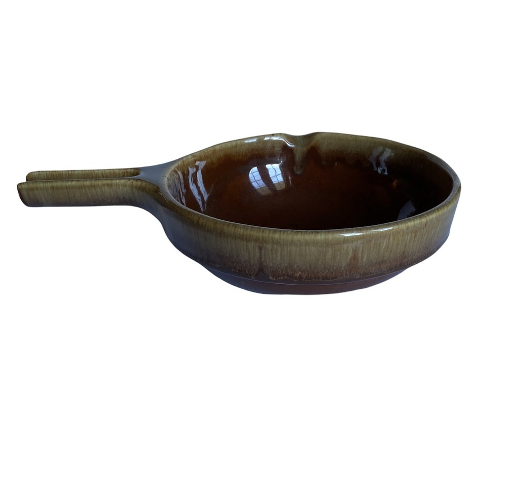 Rubel Brown Drip Glaze Handled Rustic Stoneware Pour Spout Serving Dish 2013