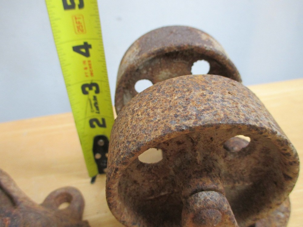 2 Cast Iron Hercules Double 3” Casters *Rusty* 2A