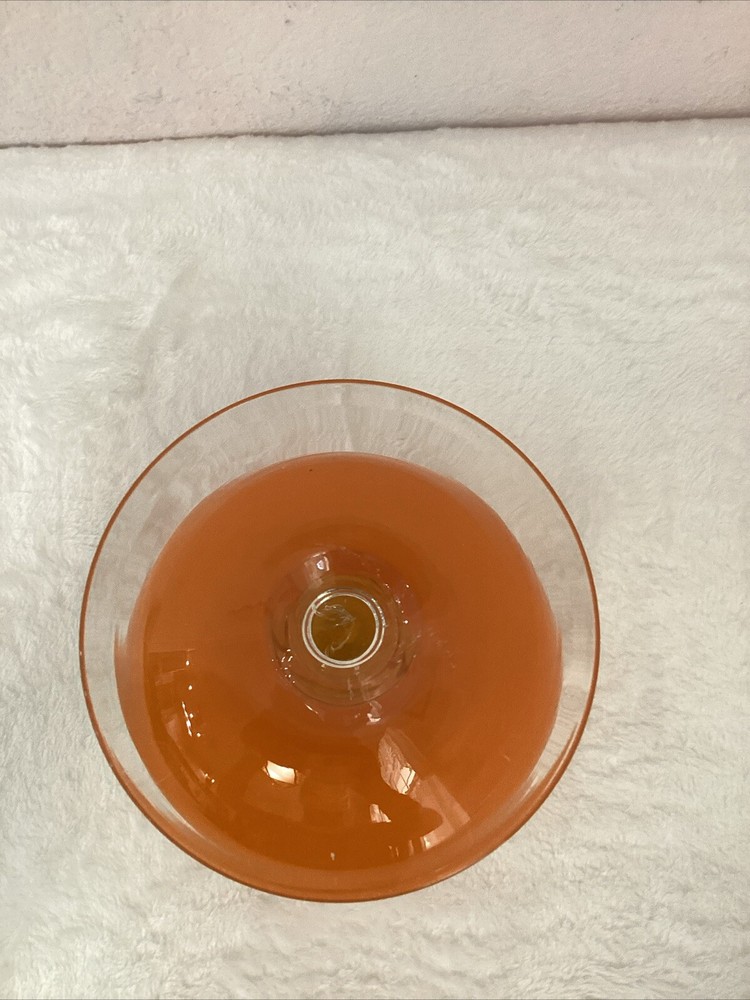 MCM Empoli Studio Art Candy Dish - Bright Orange with White Inside & Clear Stem