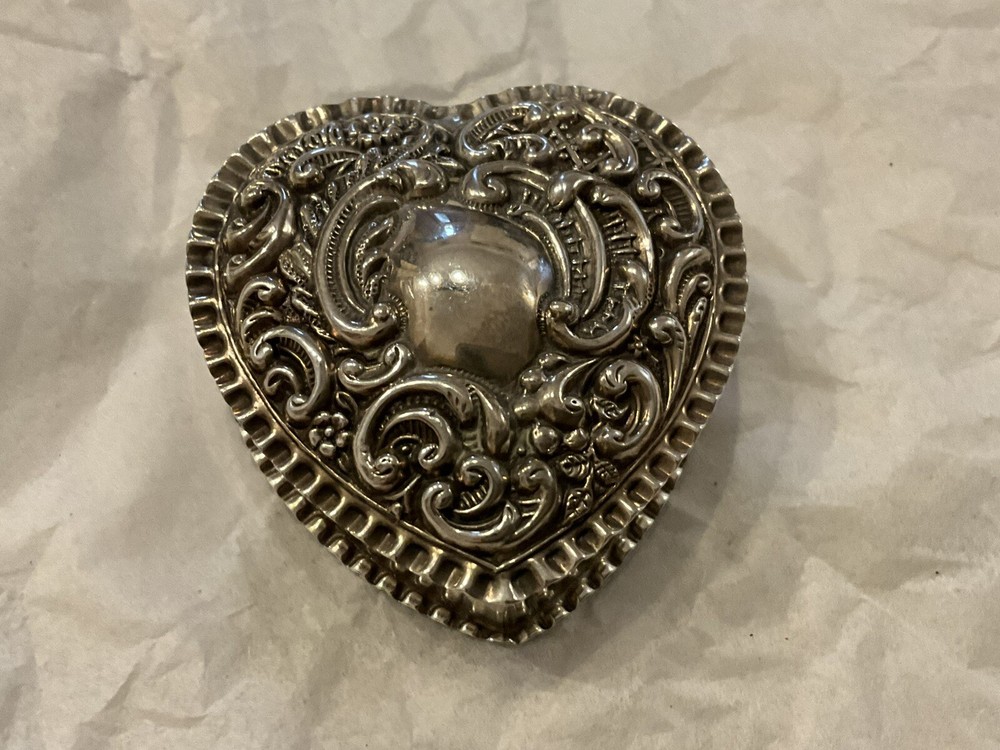 Antique  Heart Shape Silver Box