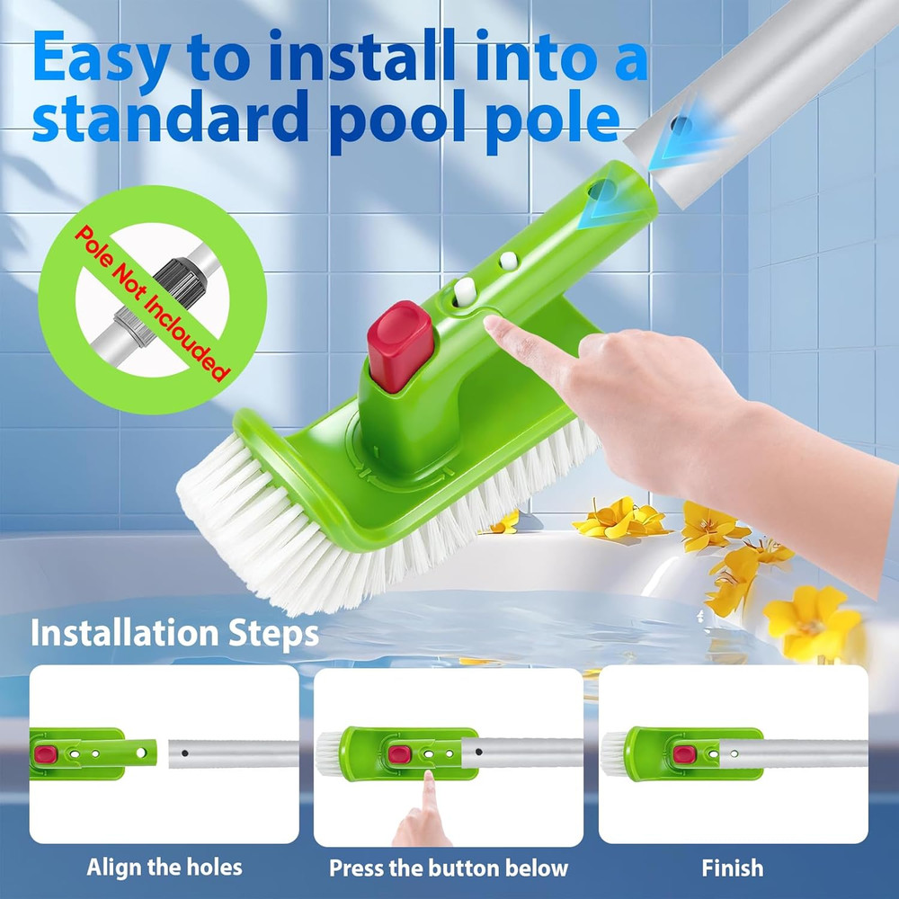 180° Rotatable Pool Brush Head for Inground & Above Ground Pools | Step & Corner