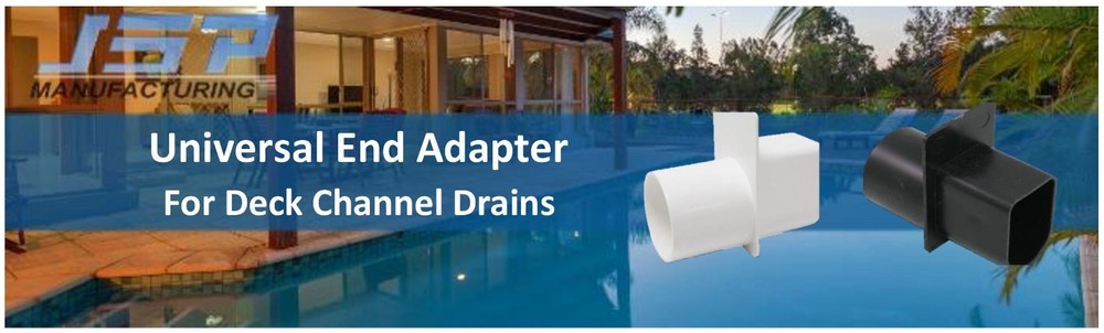 White Universal End Adapter for Deck Channel Drains