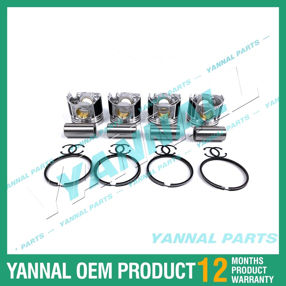 4Pcs Piston With Piston Ring+0.5mm For Yanmar 4TNE98 engine (oversize)
