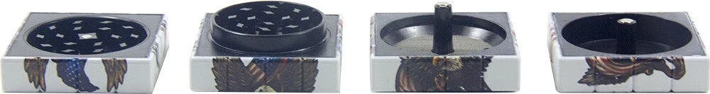 2.3" 4 PC Cube Shape Eagle Tobacco Herb Spice Grinder Smoke Crusher