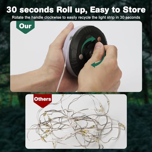 Camping String Lights, 2 in 1 Outdoor String Lights with 8 2 Pack Green