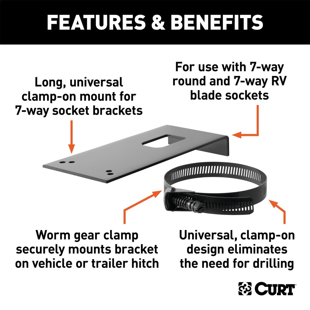 CURT 57202 Connector Bracket Mount for 7-Way Bracket (Packaged)