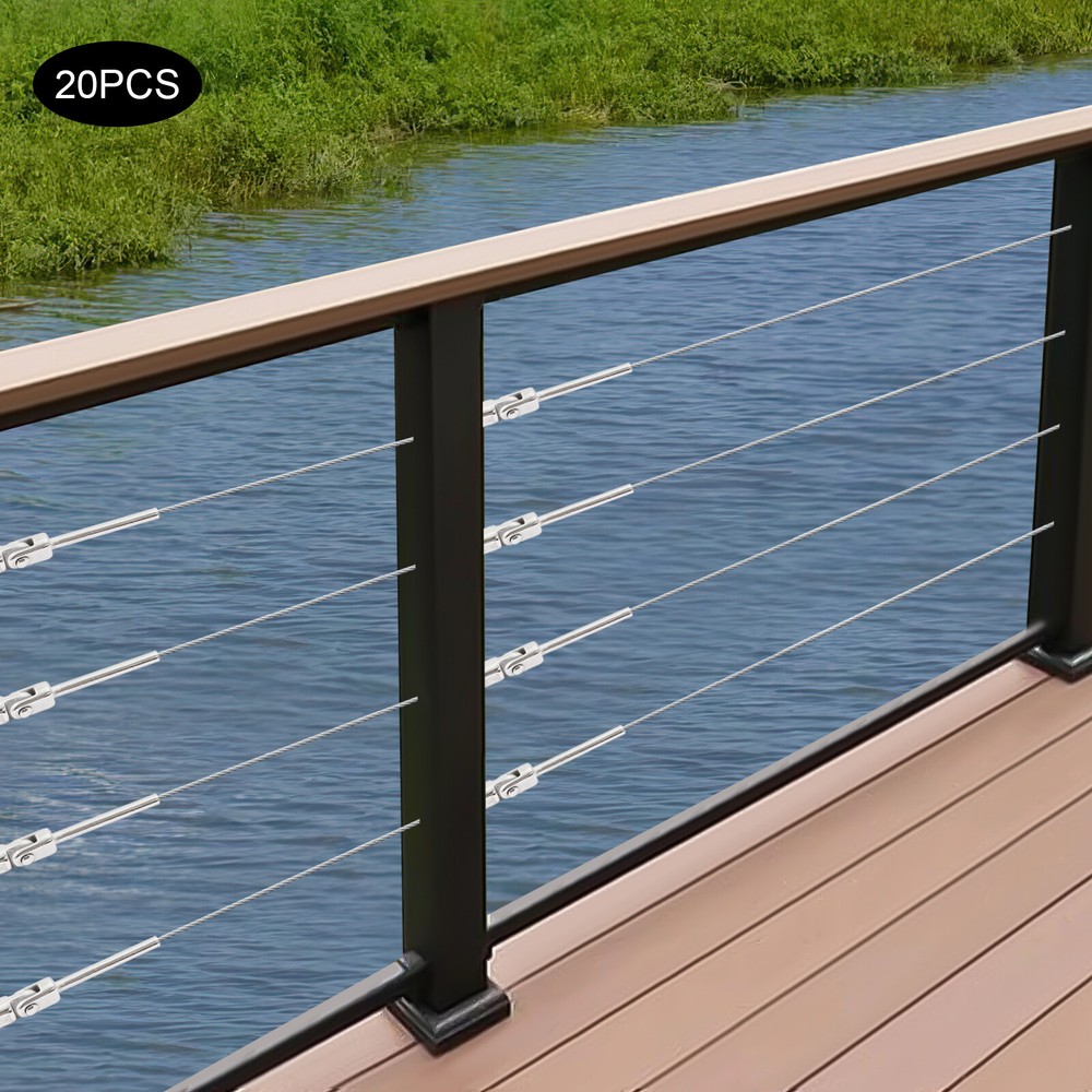 20pcs 180° Adjustable Angle Threaded Stud Tension End Cable Railing Kit NEW