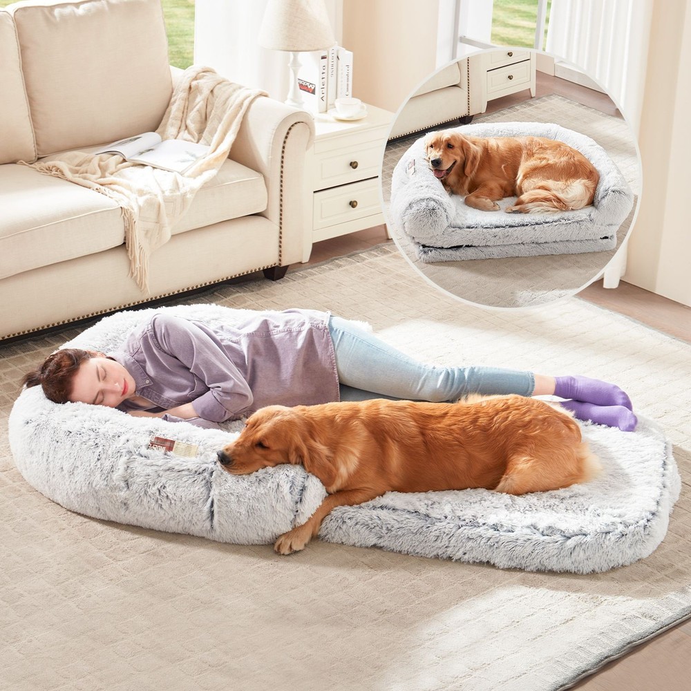 Extra Large Plush Dog Bed - Foldable & Washable for Comfort