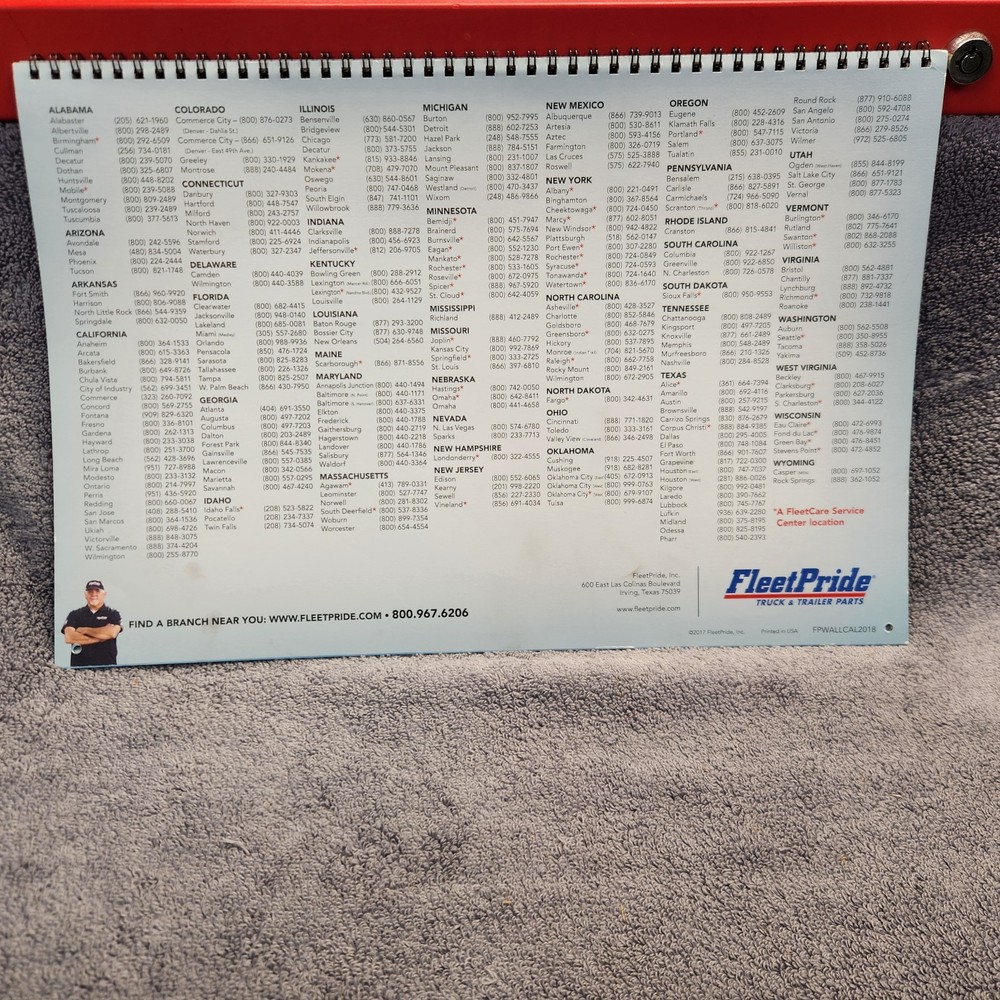 Fleetpride 2018 Calendar. Tractor Trailers. Excellent Condition.