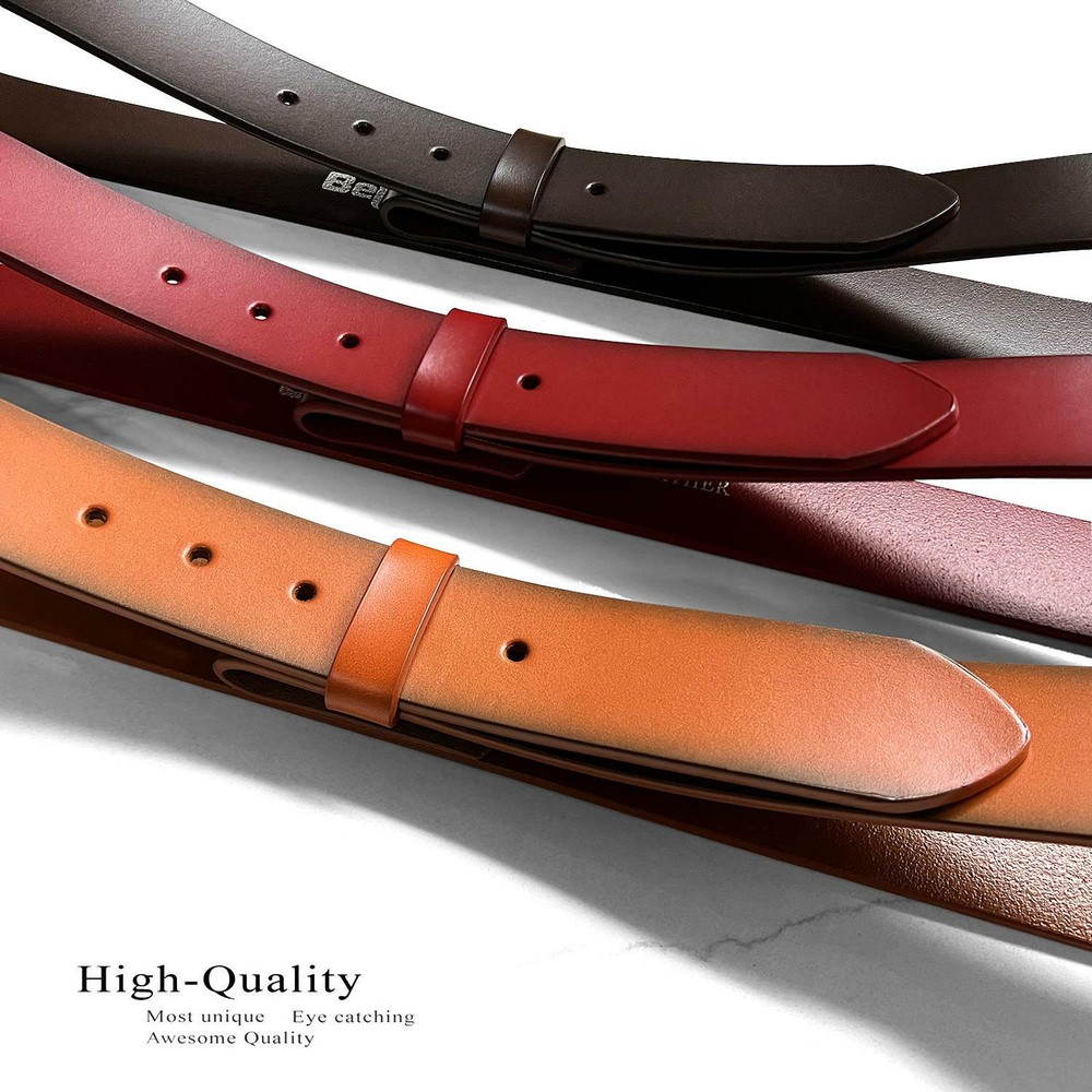 Replacement Belt Strap Genuine Leather Plain Casual Belt Strap with Snaps