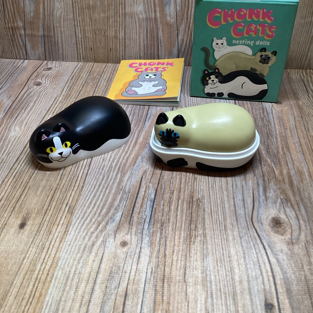 Chonk Cats 3 Pc Nesting Dolls With Mini Book