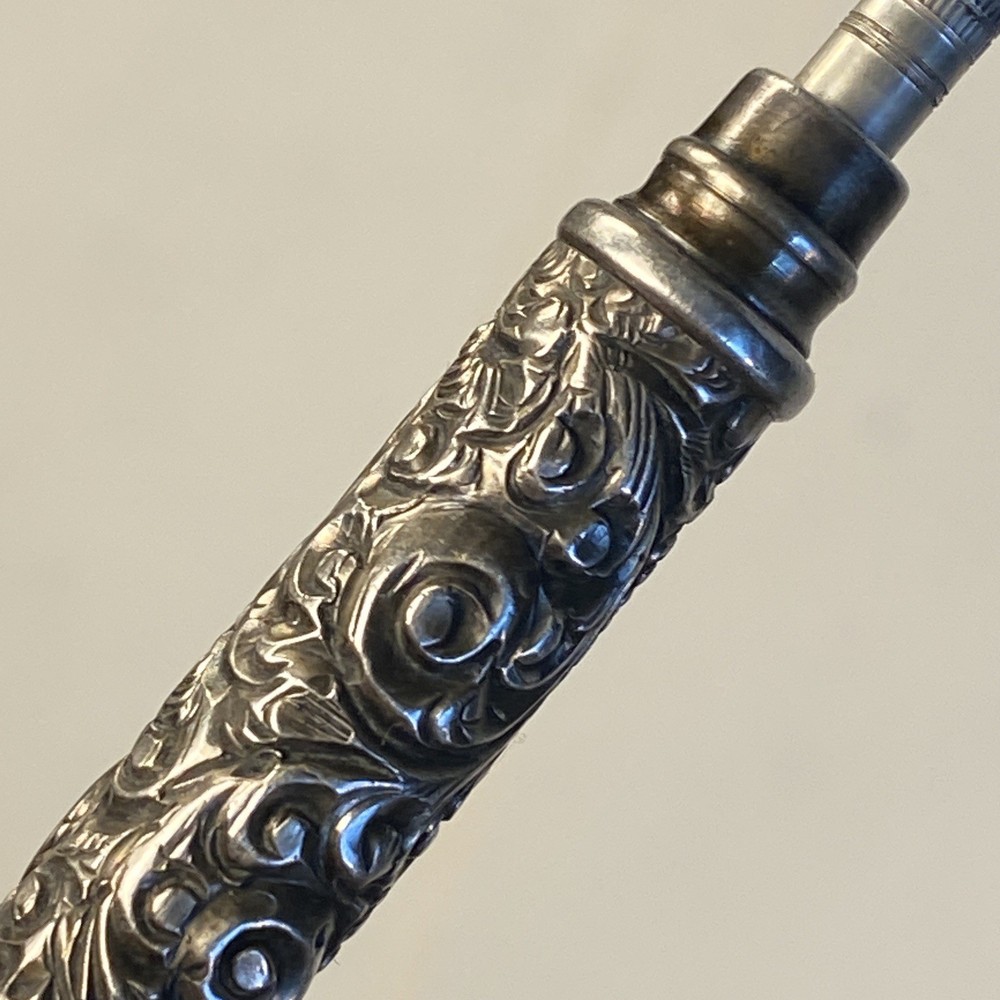 Antique Mechanical Pencil Hand Engraved Initials Push With Ring