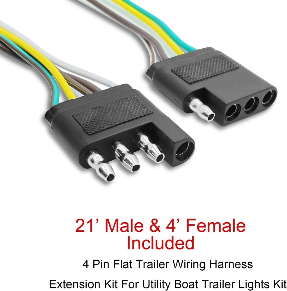 Kit de arnés de cableado para remolque, cable de remolque de 7,6 m con conector