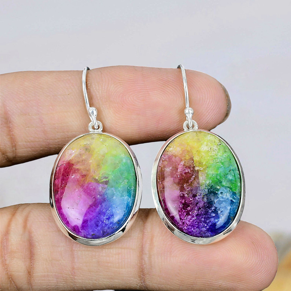 Solar Quartz Silver Earring 925 Sterling Silver Handmade Earring Silver Earring