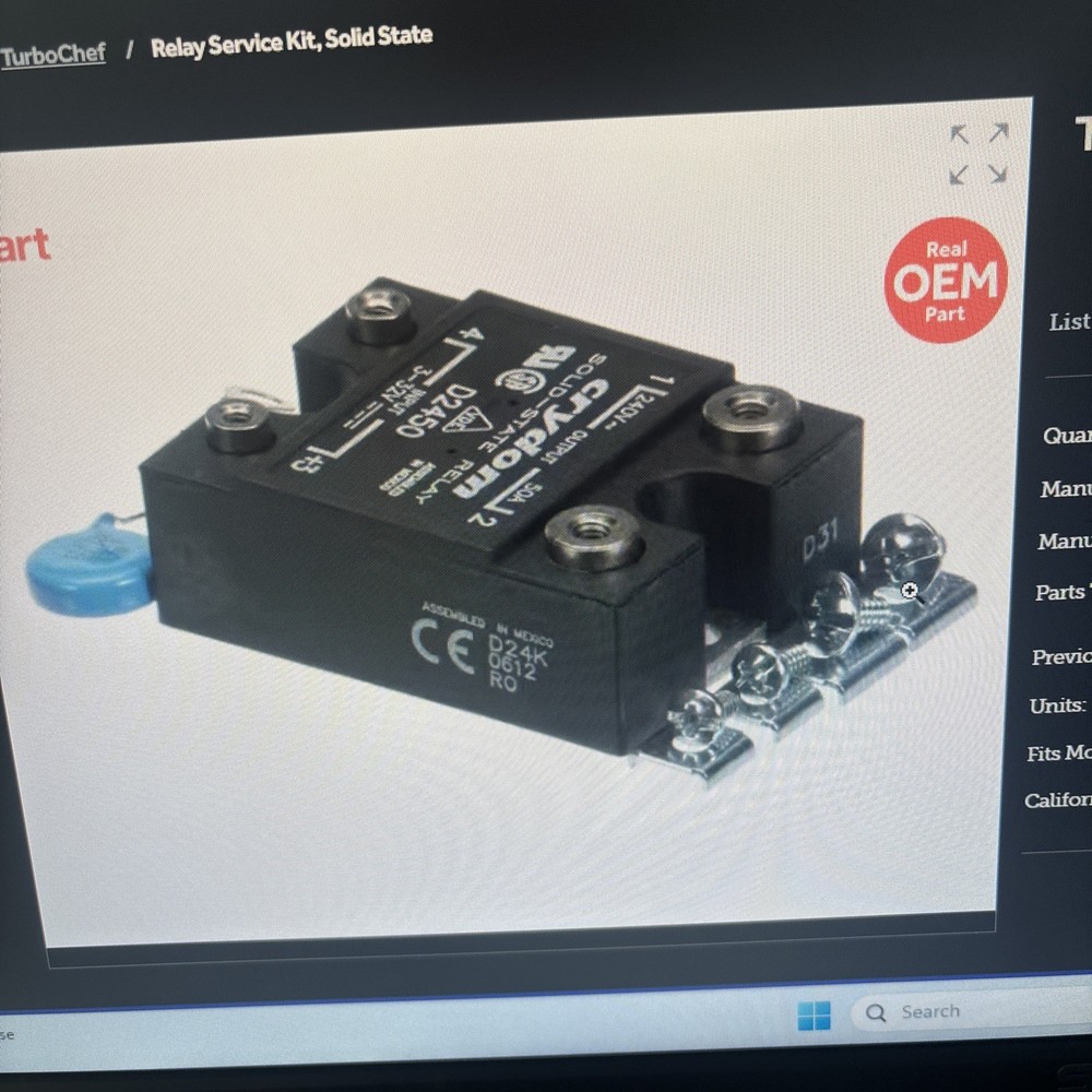 Turbo Chef TC3-3221 Relay Service Kit, Solid State