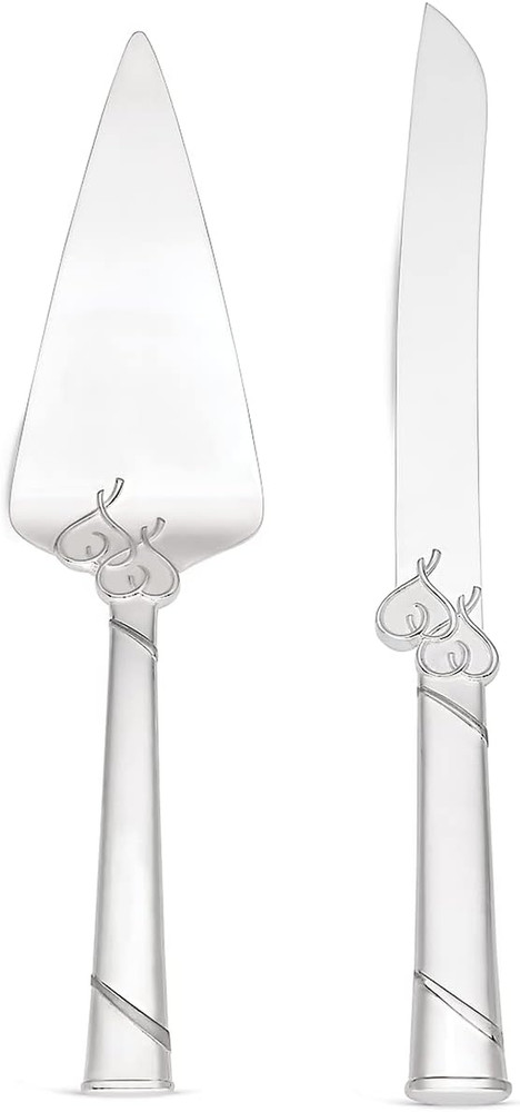 812615 True Love Cake Knife & Server, Metallic