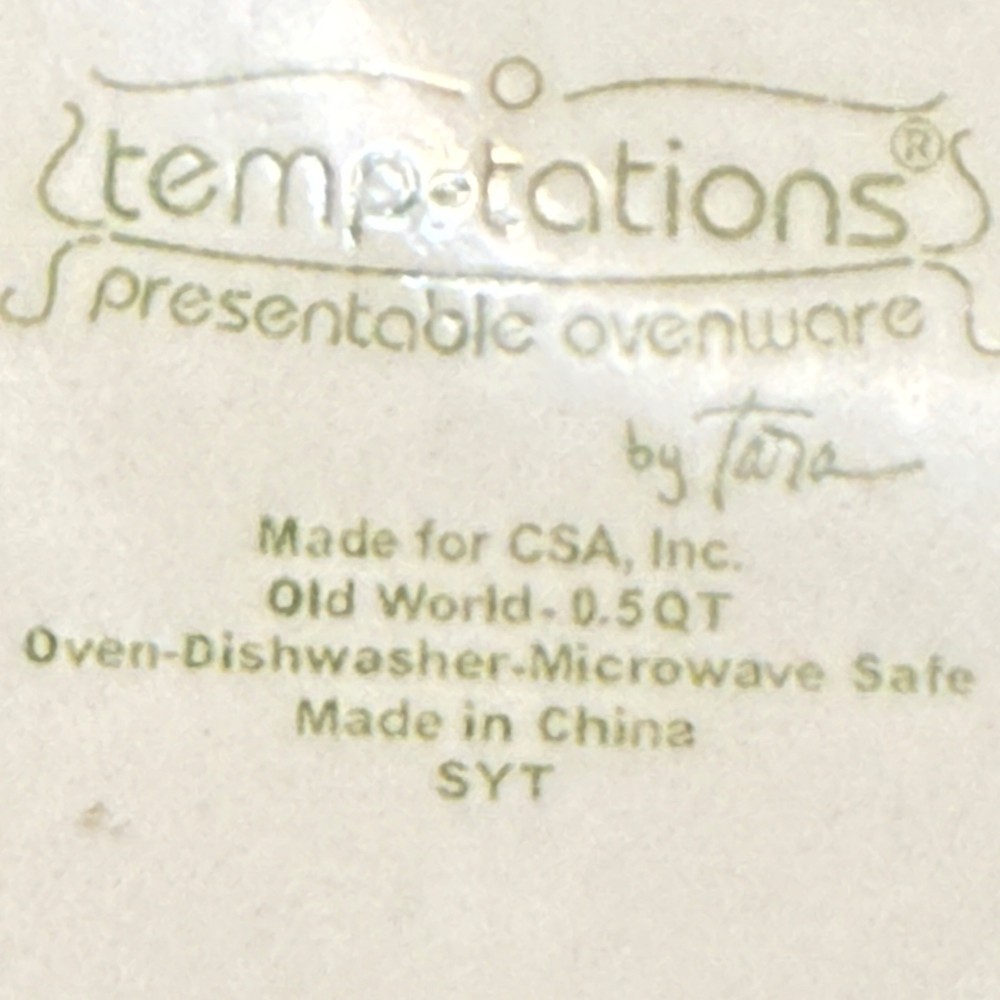 Temp-Tations Old World 1.5,1 & .5 QT Nesting Ceramic Mixing Bowls Red Pattern