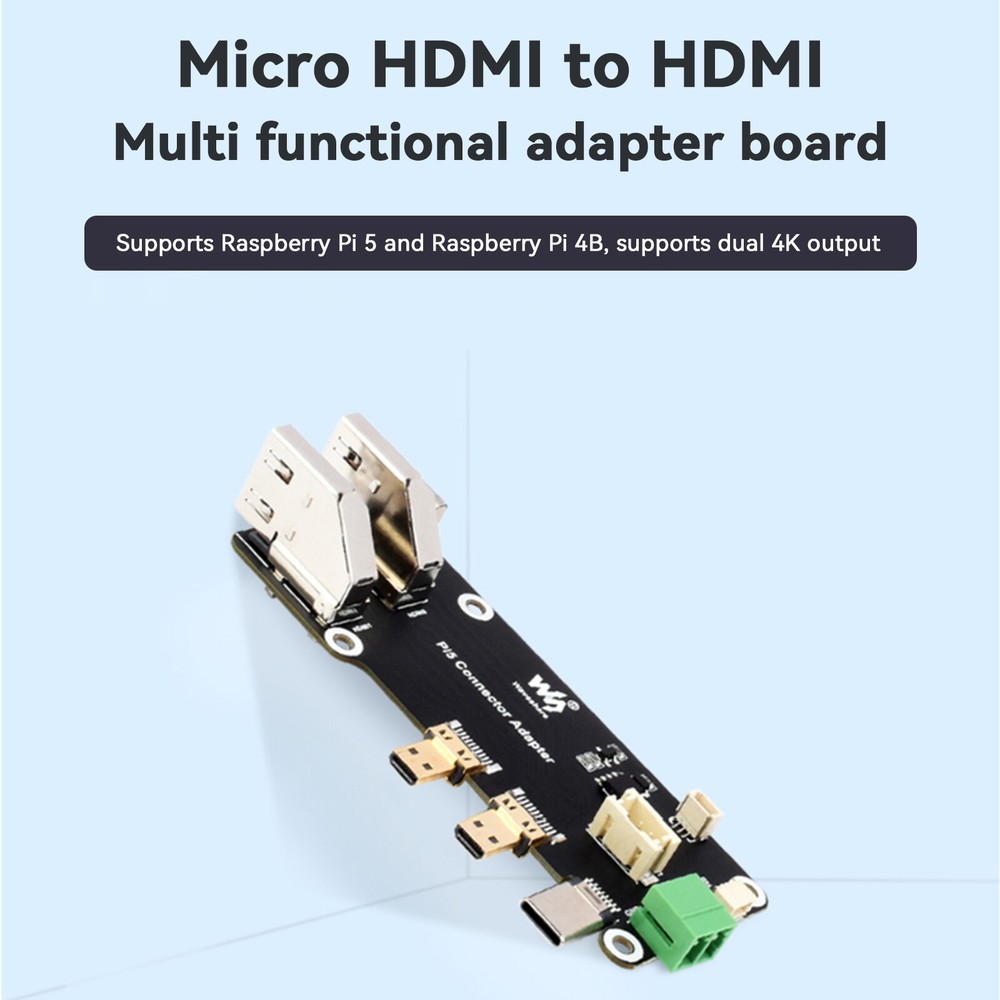 Raspberry Pi Multi-Function Expansion Board HDMI Dual 4K Output With Pi5/Pi4B US