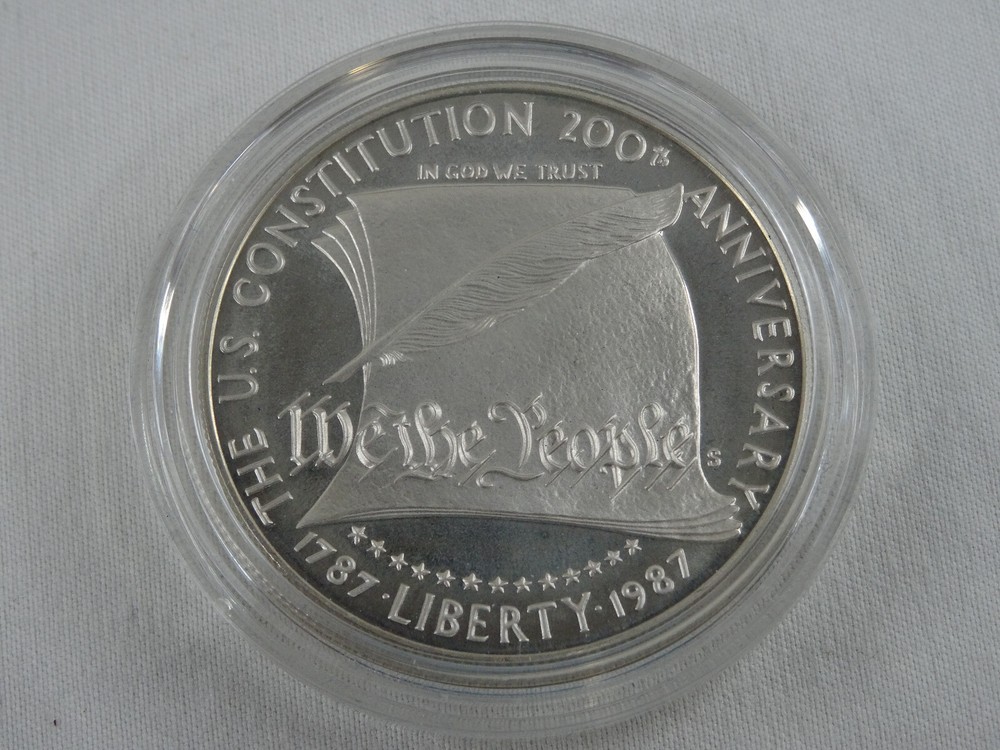 1987 Proof Constitution Commemorative Silver Dollar $1 w/ Box & COA OGP