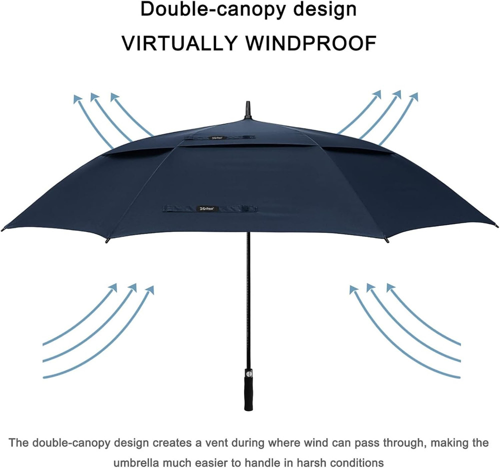 72 Inch Huge Large Oversize Golf Umbrella Automatic Open Double Canopy Vented Wi