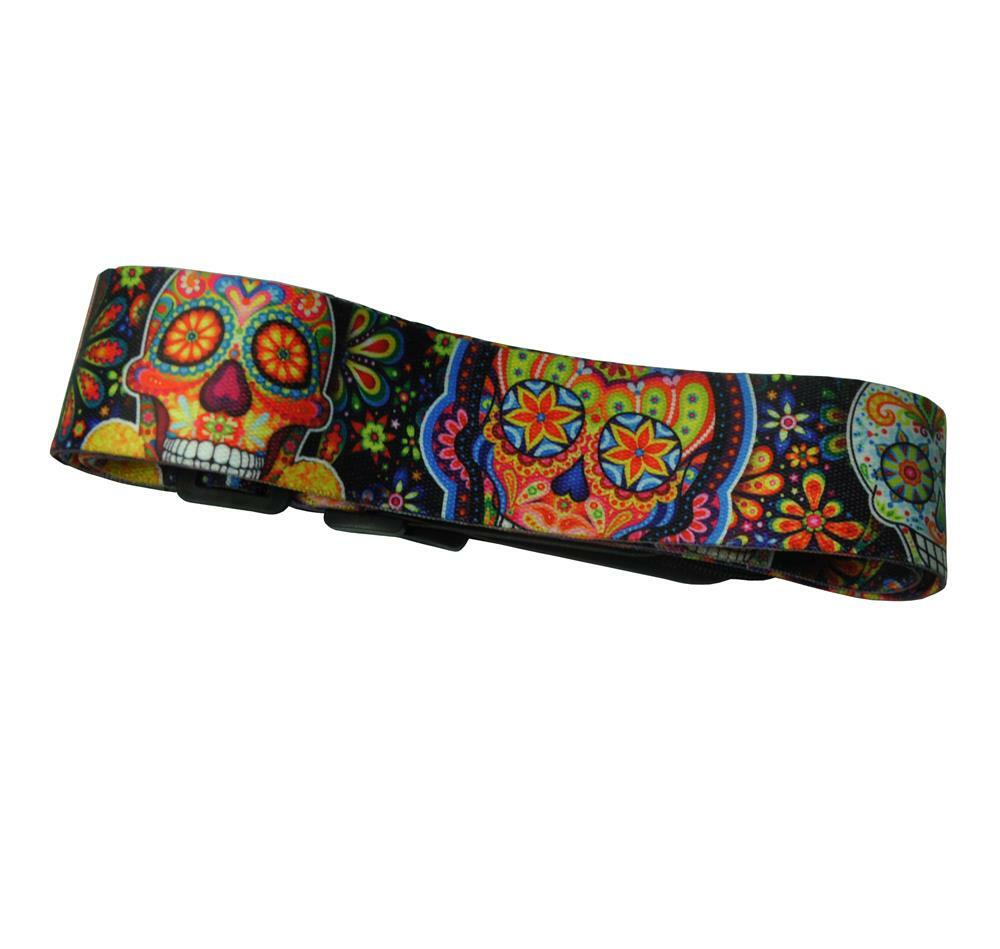 Skull Guitar Strap Polyester Woven Leather Head 2'' wide