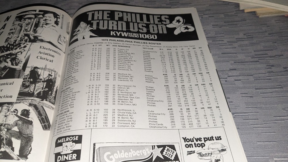 1978 Philadelphia Phillies Chicago Cubs Baseball Program Mike Schmidt