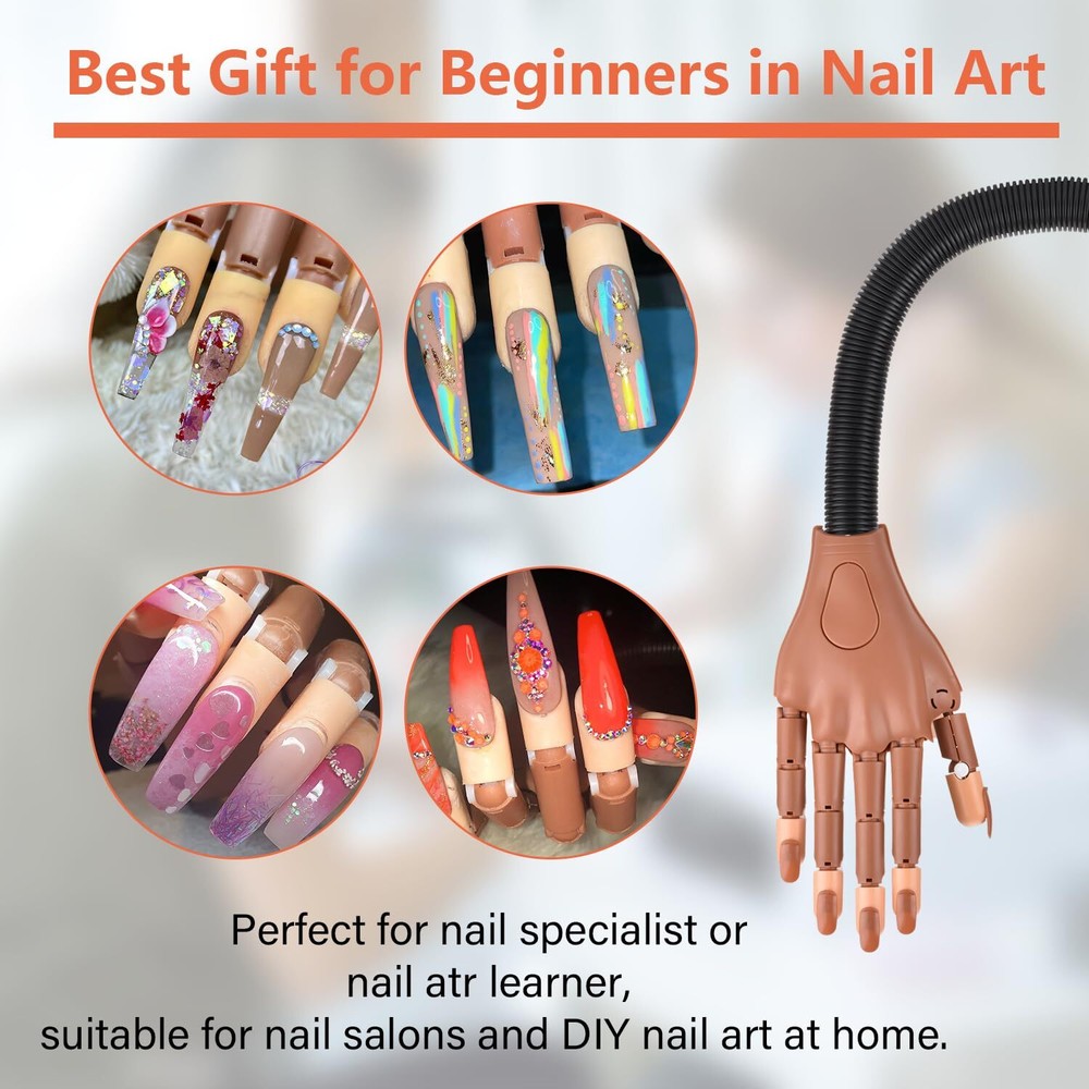 Practice Hand for Acrylic Nails Nail Practice Hand Nail Trainning Hand Flexib...