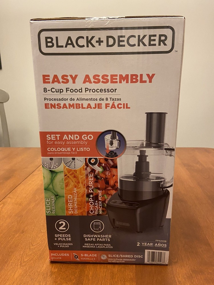 Black+Decker Easy Assembly 8-Cup Food Processor 5 Blades FP4150BC Sealed