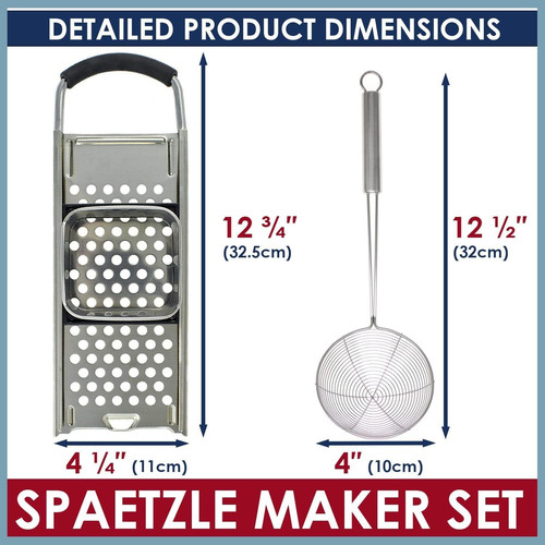 Premium Grade Stainless Steel Spaetzle Maker & Silver Strainer