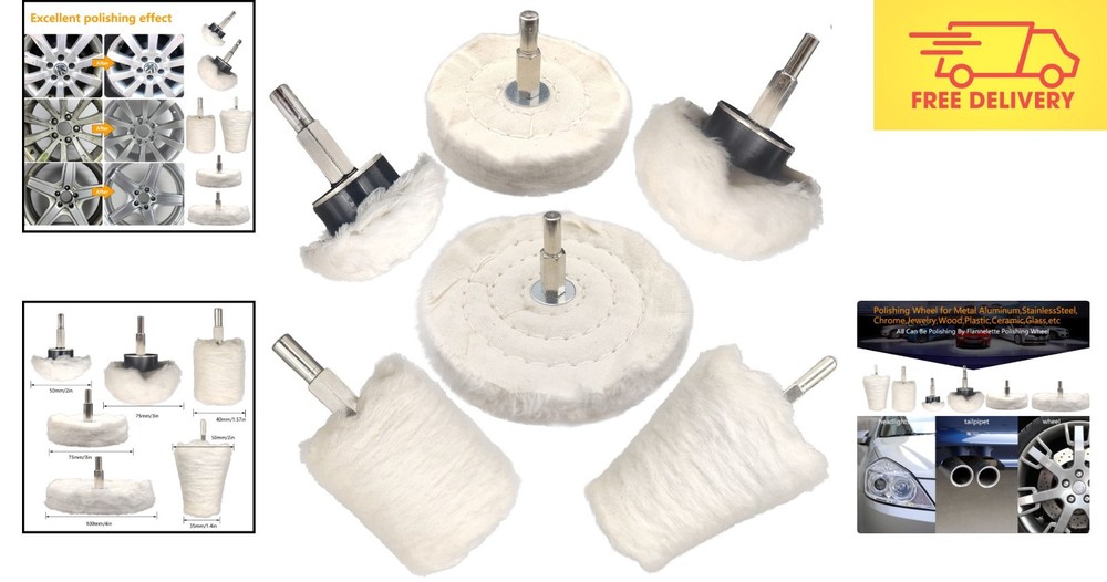 Professional Buffing Wheel Set - 6 Tools for Flawless Polishing on Any Surface