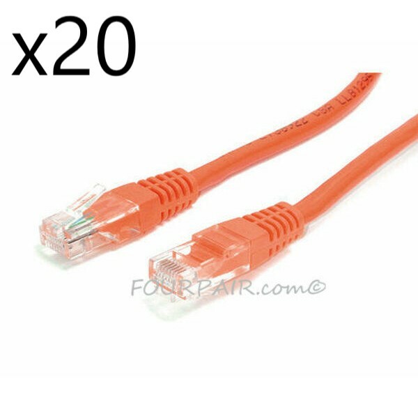 20 Pack Lot 10ft CAT5e Ethernet Network LAN Router Patch Cable Cord Wire Orange