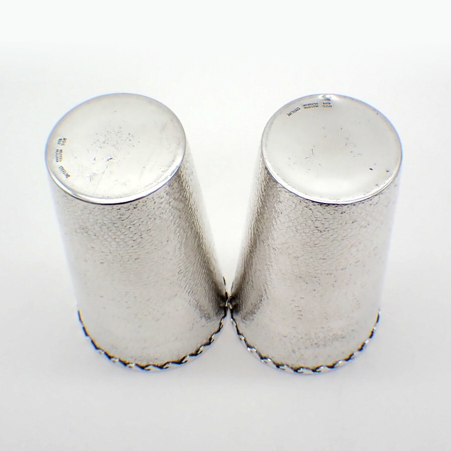Hammered Beakers Pair Peruvian Sterling Silver