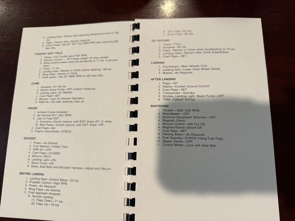Mooney 201 UND Aviation Pilot Checklist