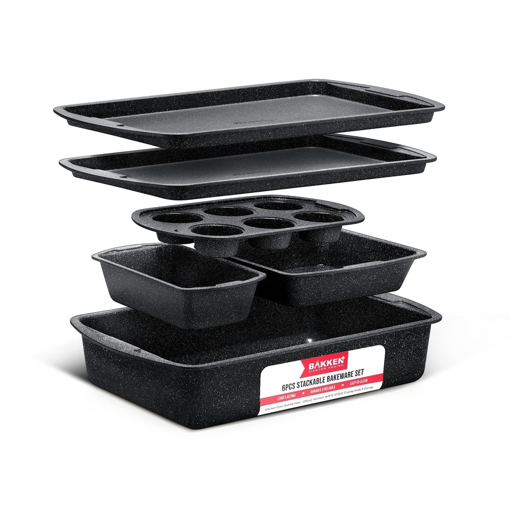 Bakken Swiss - Bakeware Set – 6 Piece – Stackable, Deluxe, Non-Stick