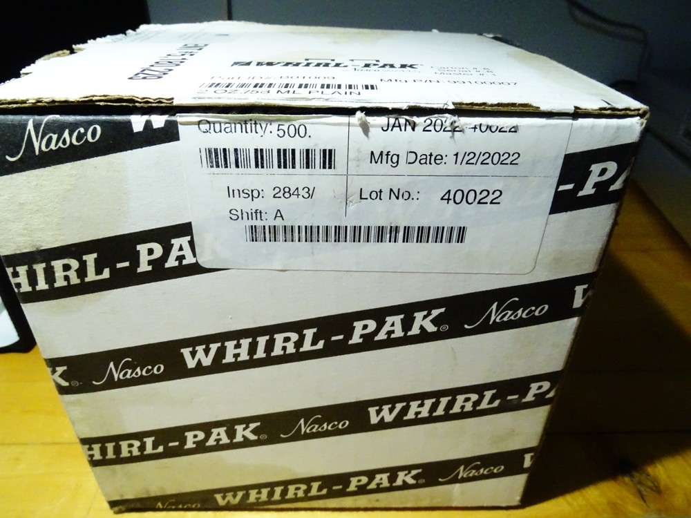 Whirl-Pak B01009 2 oz 58 ml Sampling Bag Quantity 500 Box