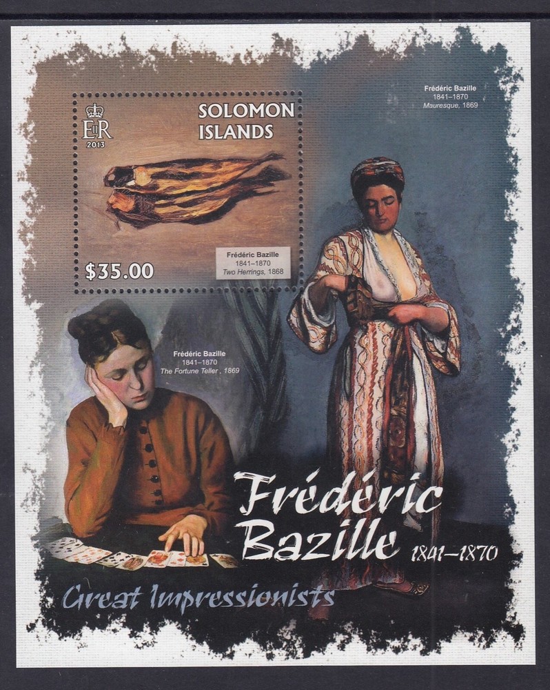 Solomon Islands: MUH Mini Sheet 2013 $35 Frederic Bazille Great Impressionists