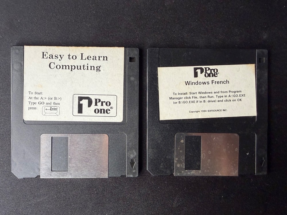 Pro one Easy To Learn Computing / Windows French 2 Disk 3.5" Set For Windows