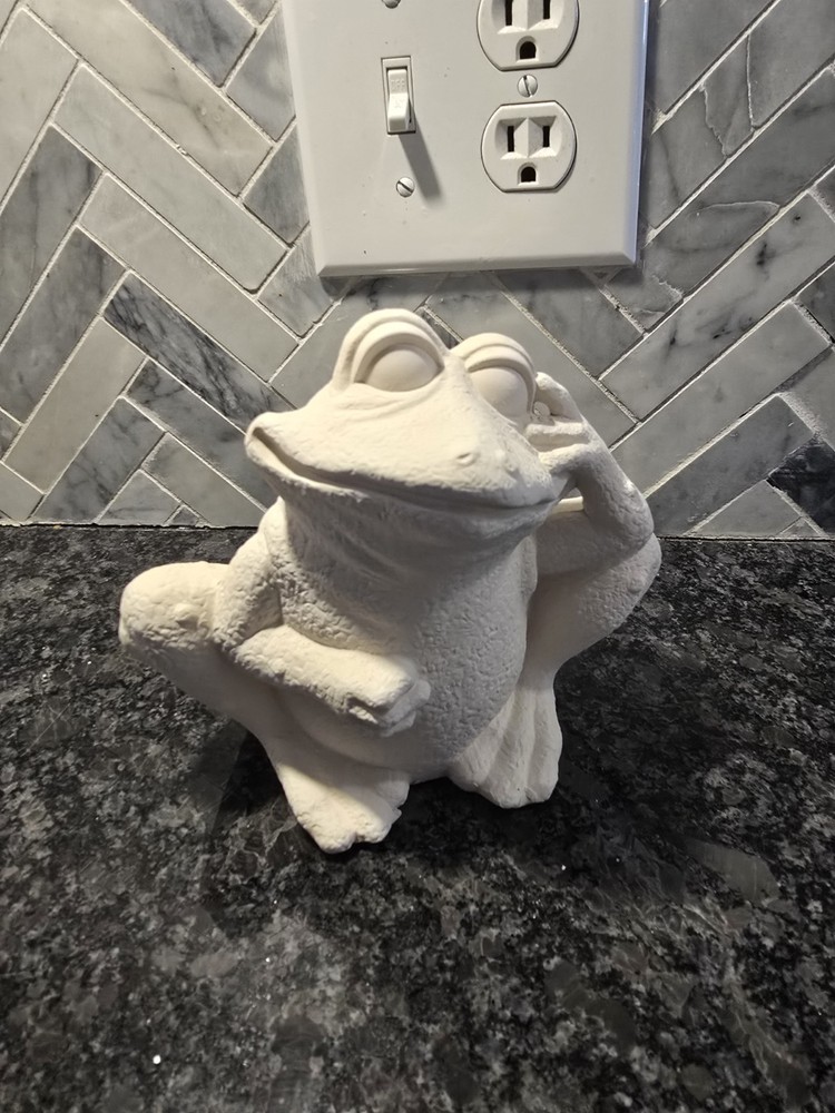 Thinking Frog 6" Ceramic Bisque Ready To Paint