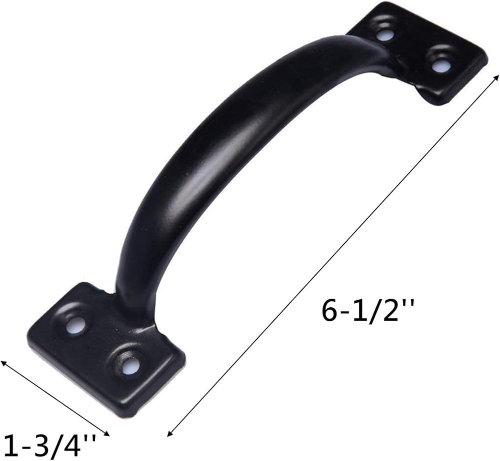 4 Pack Utility 6-1/2 Inch Pulls in Black Metal Gate Handle