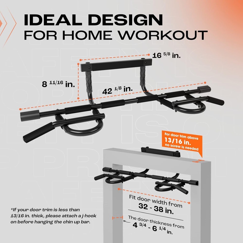 Heavy Duty Wall Mounted Pull Up Bar Over Door Pull Up Bar Doorway Multi Grip