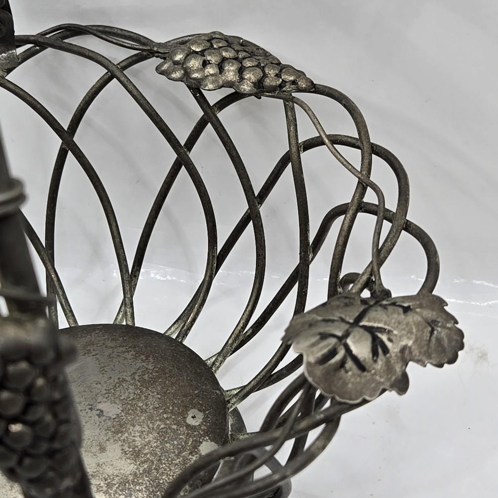 Studio Silversmiths By Godinger SILVER PLATE WIRE BASKET GRAPEVINE Swing Handle