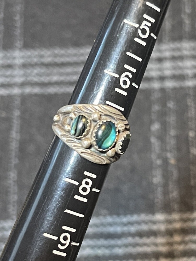 Native American Malachite Sterling Silver Ring Size 7 - Signed “SC”