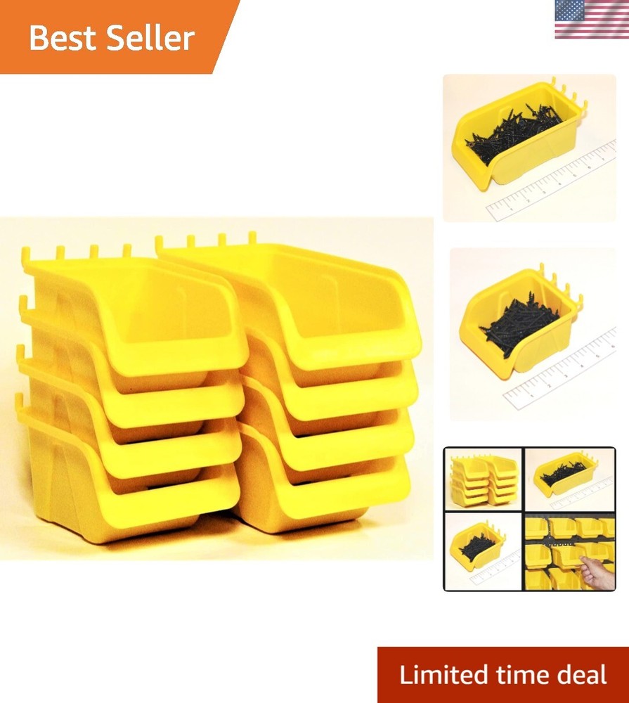 Pegboard Accessories Kit - 8 Bins for Craft & Workshop Storage Solutions