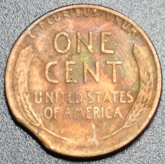 1941 ERROR WHEAT PENNY CLIPPED EDGE 36