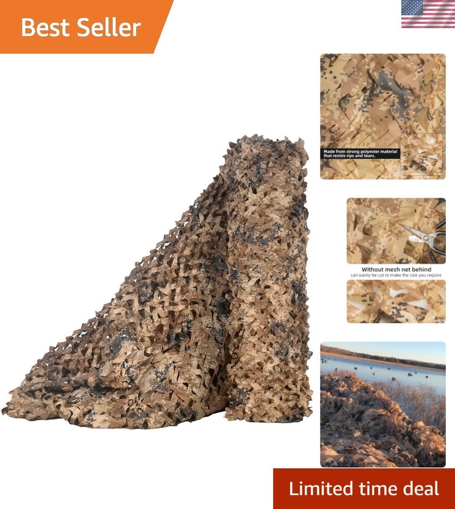 Lightweight Oxford Polyester Camo Netting, 1.5x2m - Secure Outdoor Coverage