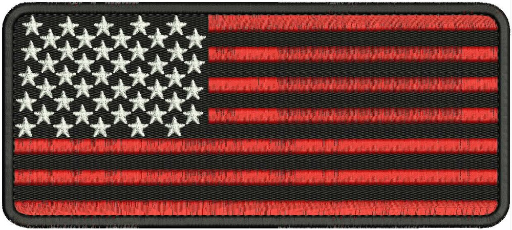 AMERICAN FLAG EMBROIDERY PATCH 4X10 ''HOOK ON BACK WHITE /RED ON BLACK