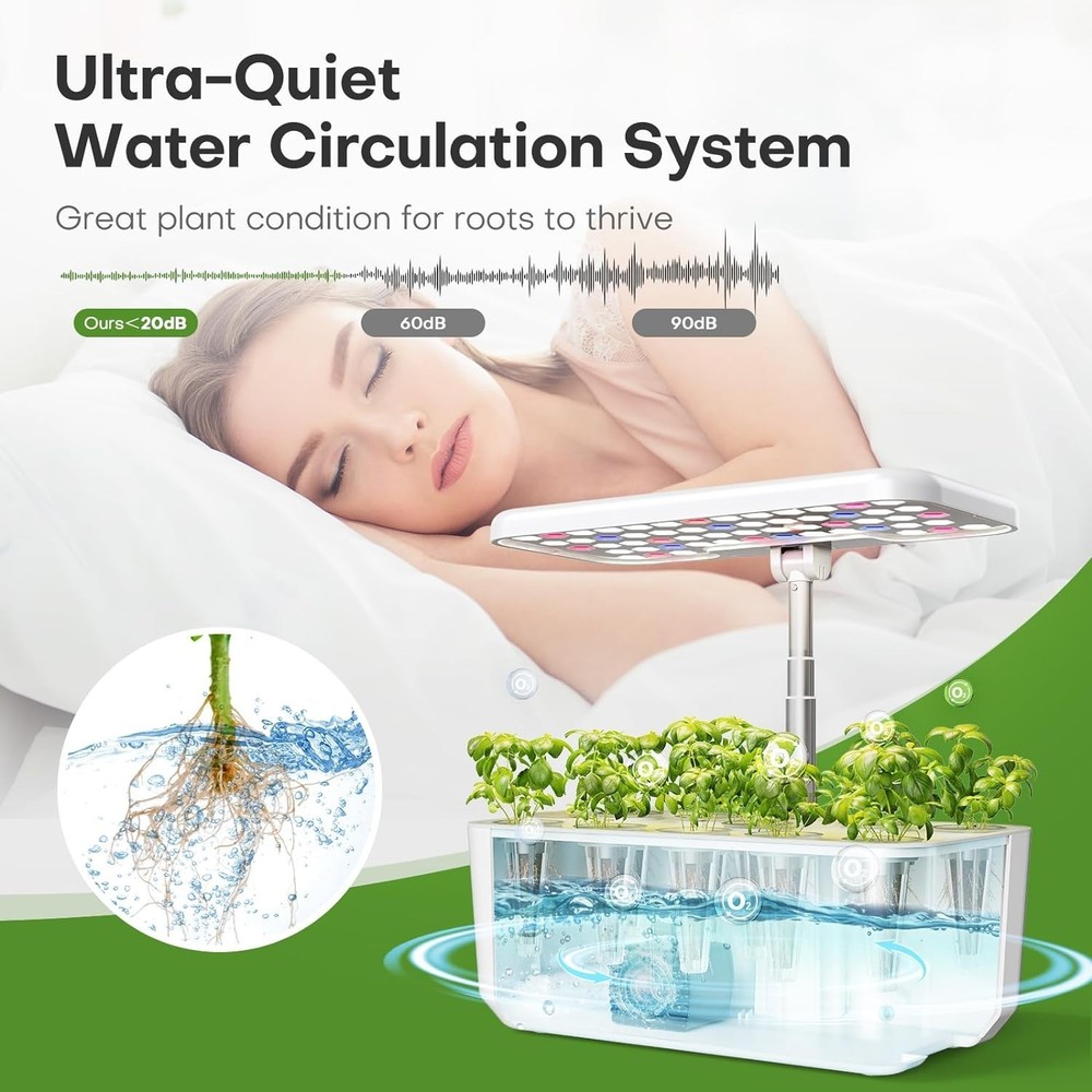 Family-Friendly Hydroponic Growing System - 10 Pods with Adjustable Light Module