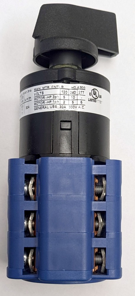 Kraus & Naimer CA25s 30A switch, panel mnt, 2-position 60° 6-pole, customizeable