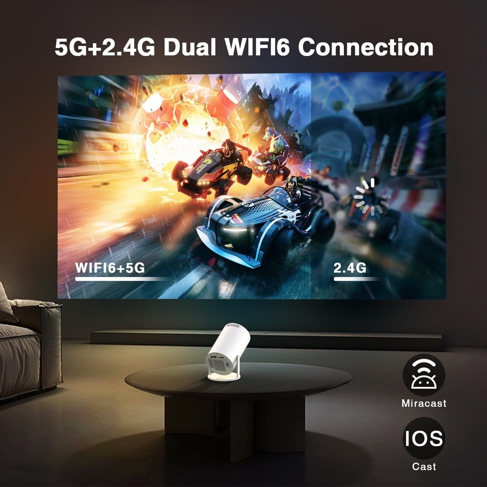 [Electronic Focus with Short Throw] Mini Projector with WiFi 6 and Bluetooth,...